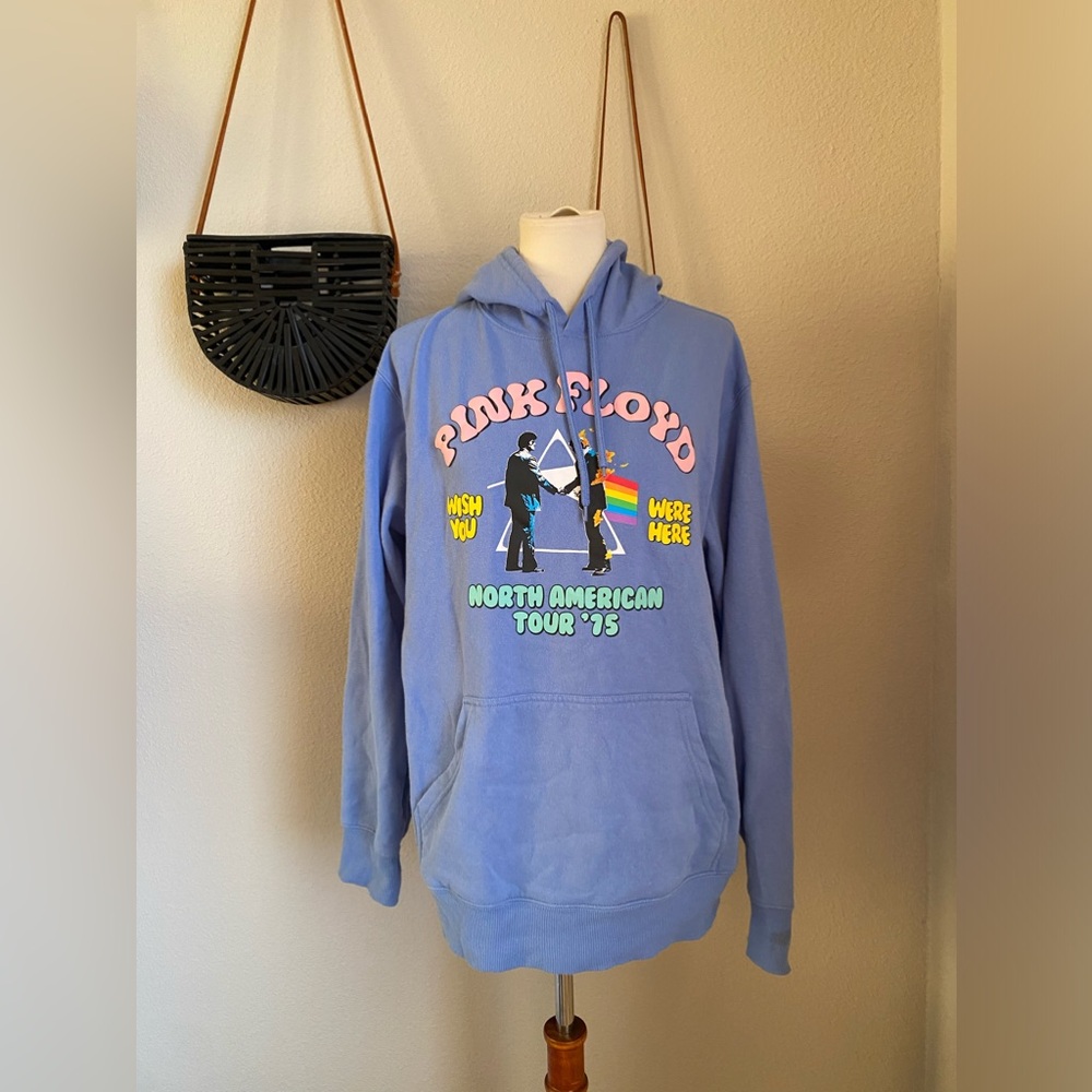 Pink Floyd Wish You Were Here North American Tour '75 Lt Blue Hoodie, Size Large
